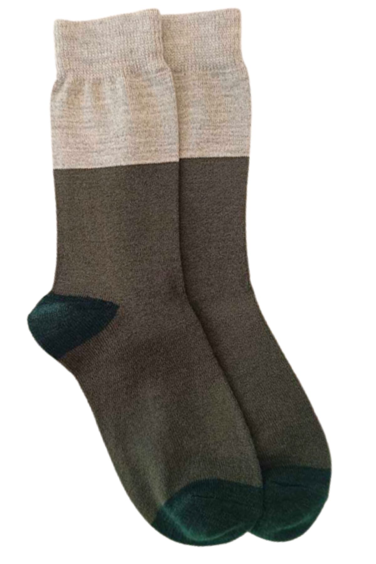 Olive & Grey Wool Blend Colorblocked Warm Fashion Socks | Men  